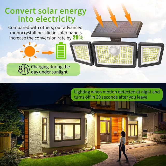 Thumbnail 1 de Solar Lights Outdoor 225 LED 360° motion light