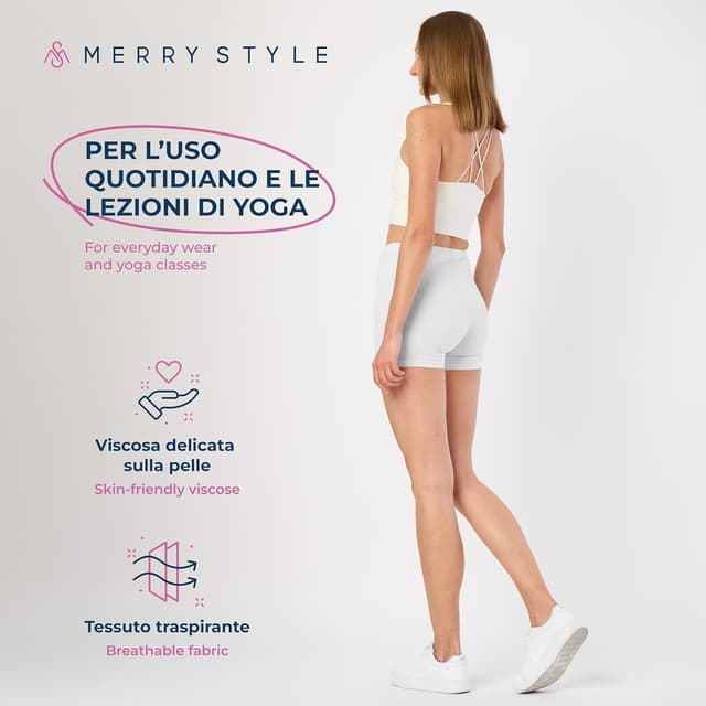 Detalle de Merry Style Pantaloncini palestra donna in viscosa MS10-391 (XS–4XL)