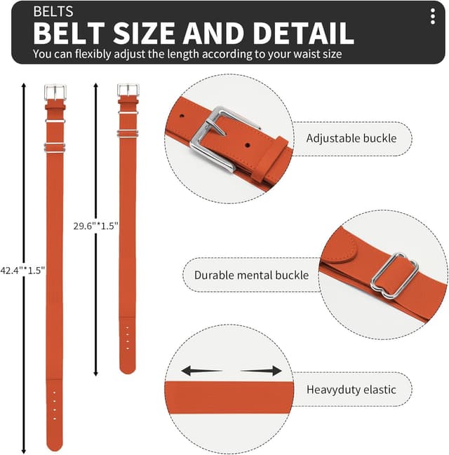 Detalle de QBK Youth Baseball Socks & Belt Combo Set for Kids (Ages 2–16) — Unisex