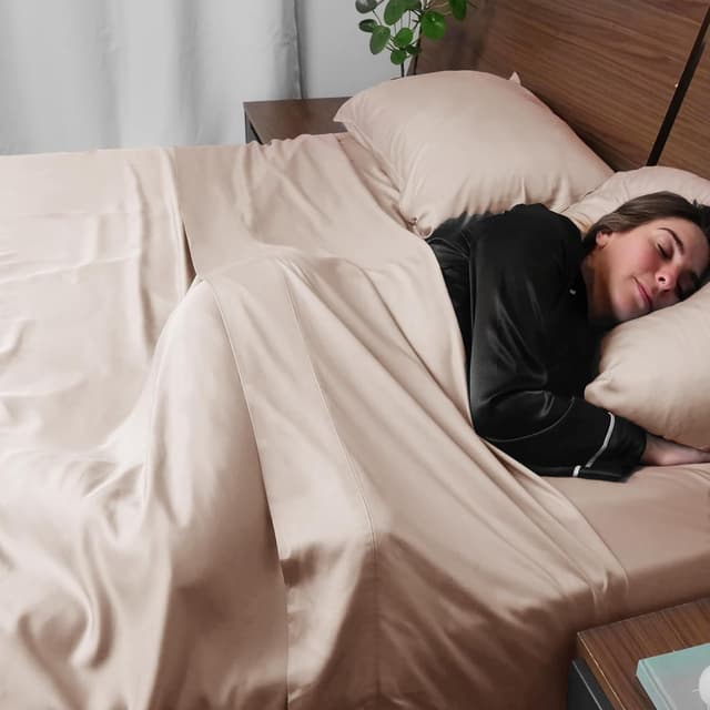 Detalle 2 de Accuratex Cooling Sheets King Size (Viscose from Bamboo) — Silky, Moisture-Wicking Bedding Set