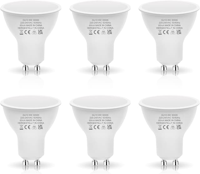 Detalle de JandCase GU10 LED Bulbs Warm White 3000K (8W, 700LM, 120°) – 6 Pack, Non-Dimmable