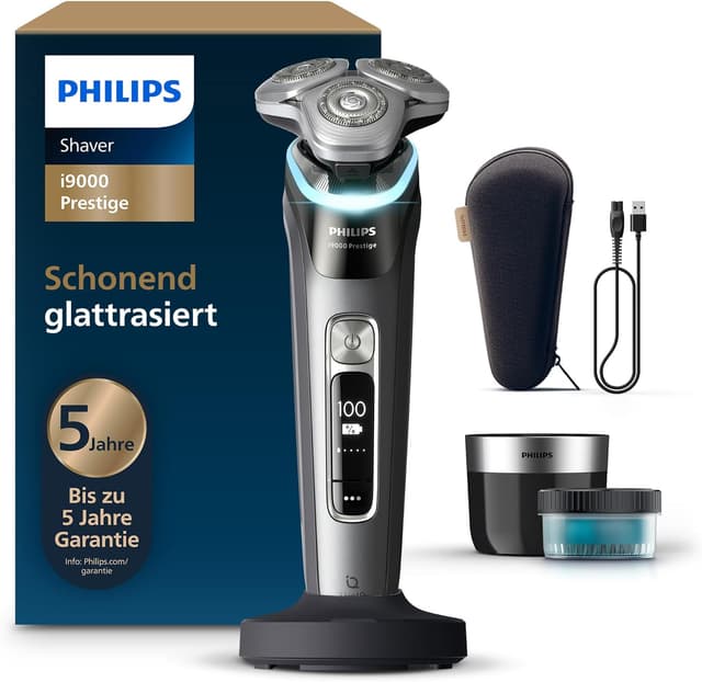 Detalle de Philips i9000 Prestige Nass- und Trockenrasierer XP9202/30 mit Reinigungs- & Ladestation und integriertem Trimmer