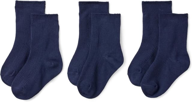 Detalle de Amazon Essentials Jungen gerippte Crew-Socken (3er Pack) für Alltag, Freizeit & Schuluniform