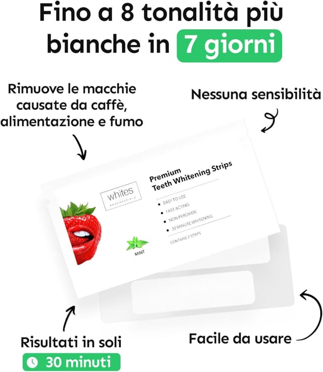 Detalle de Whites Beaconsfield Strisce sbiancanti per denti (28 strisce, 14 giorni) senza perossido