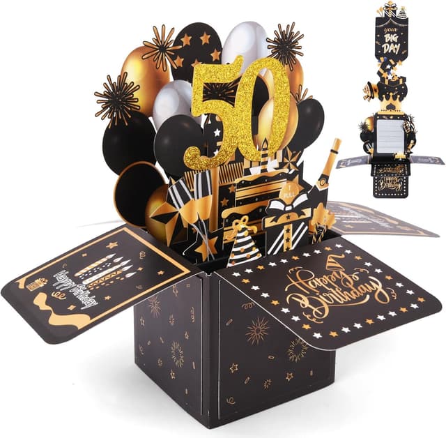 Detalle de Carte d’anniversaire OFFCUP 50 ans en pop-up 3D (amovible) avec enveloppe