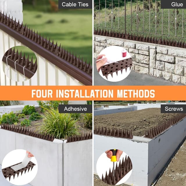 Detalle de OFFCUP in plastica 3,15 m (14 pezzi) con 10 fascette marroni: dissuasori anti-piccioni e anti-uccelli per balcone, tetto e giardino