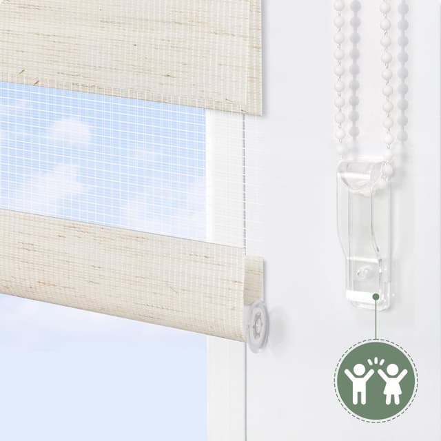 Thumbnail 6 de Buseu Store enrouleur jour nuit sans perçage (lin translucide & occultant) avec clips