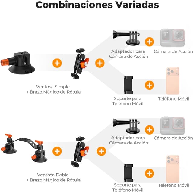 Detalle 2 de K&F CONCEPT Kit 2 ventosas 3" para coche