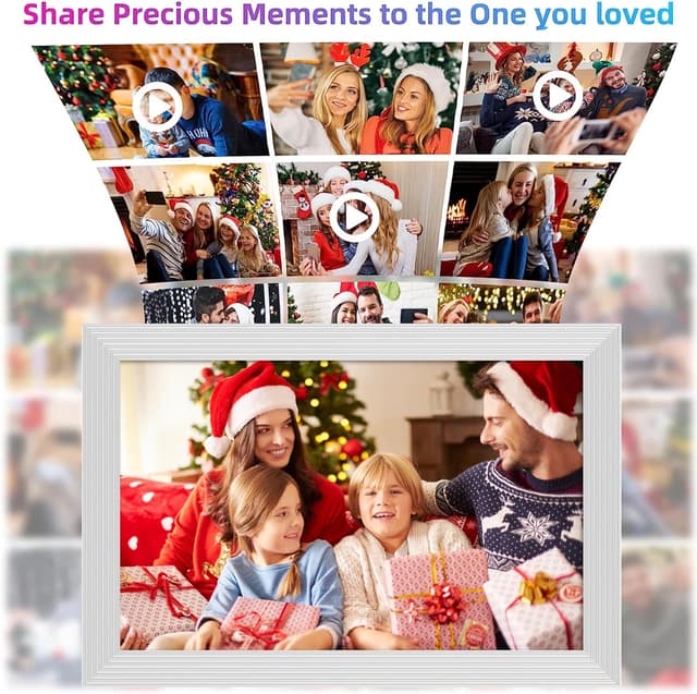 Detalle 2 de REUMAR 32GB 10.1-inch Smart WiFi Digital Photo Frame (Frameo App, IPS Touch Screen, Auto-Rotate) – White