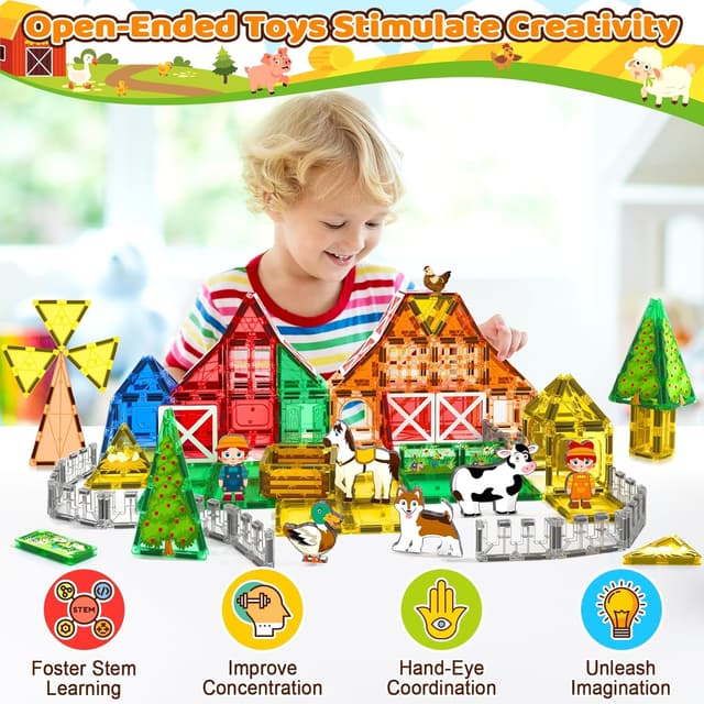 Thumbnail 6 de Magnetic Tiles 105 PCS Farm Animals Set