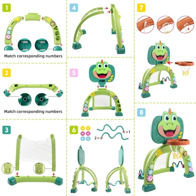 Thumbnail 6 de Marstone 2-in-1 Toddler Activity Center: Basketball Hoop & Soccer Goal Play with Lights, Sounds & Music