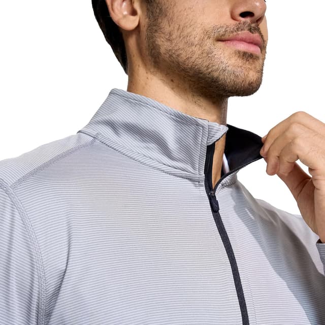 Detalle de Quarter Zip Pullover for Men with Dry Fit Stripe Mock Neck (1/4 Zip, UPF30+)