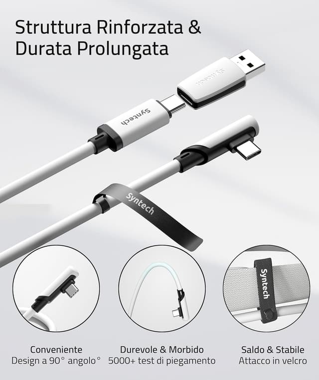 Detalle de Syntech Cavo Link Type-C da 5 m (16FT) USB 3.0 per Meta/Oculus Quest 3, Quest 3S, Quest 2, Quest Pro e Pico 4