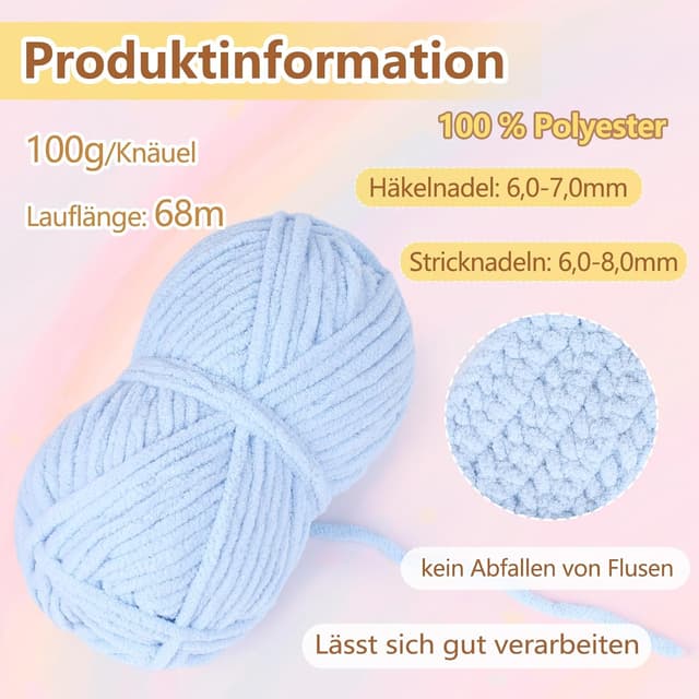 Detalle de Coopay Chenille Chunky – laine à tricoter épaisse 4 x 100 g, gris foncé