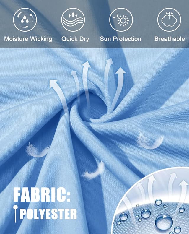 Detalle 1 de KEFITEVD Men’s Summer Long Sleeve Quick Dry Top – Lightweight Outdoor Beach Shirt