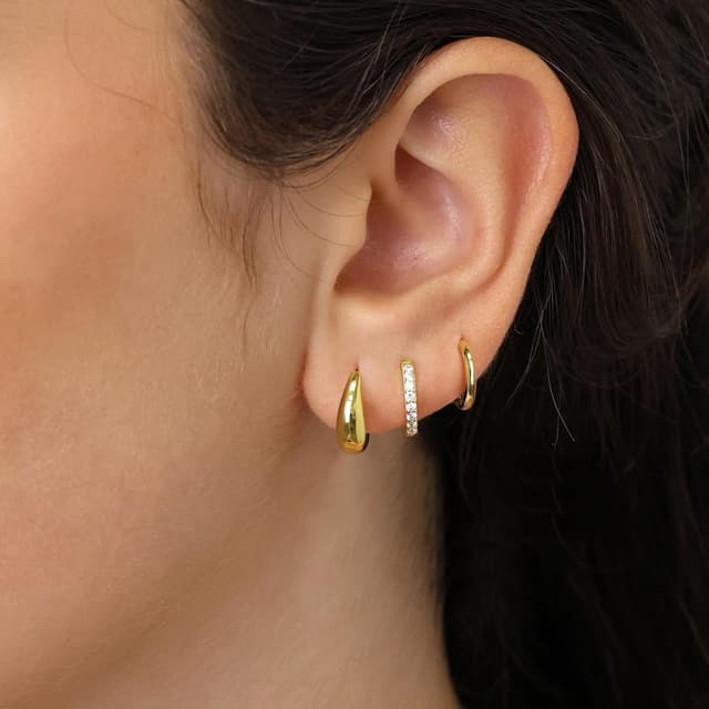 Detalle de BVLAGIDA – 3 paires de boucles d’oreilles femme plaquées or 14K, hypoallergéniques