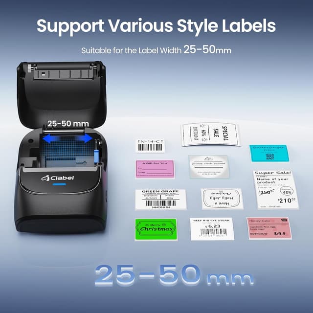 Detalle de CLABEL 221B Label Maker Machine with Bluetooth Thermal Printing (Portable, 2-inch) for Small Business