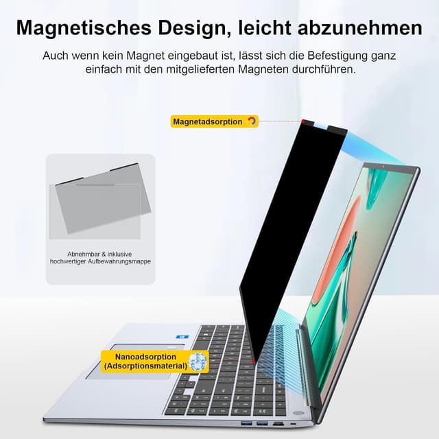 Thumbnail 6 de STARY magnetische Blickschutzfolie für 14 Zoll (16:10) – abnehmbar, Anti-Spy und Blaulicht-/Blendschutz