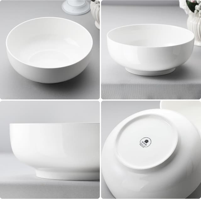 Detalle 2 de MALACASA Regular Extra Large Porcelain Serving Bowls (114 oz) Set of 2, 10" White