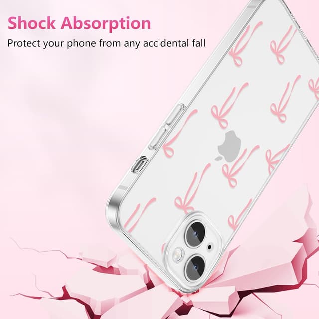 Detalle de ZTOFERA durchsichtige Schutzhülle für iPhone 14 Plus (6,7") mit Schleifen-Bowknot-Muster in Hellrosa