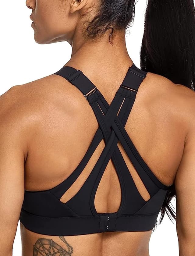 Detalle de Yvette High Impact Adjustable Criss Cross Back Sports Bra (Full Support for Large Bust)