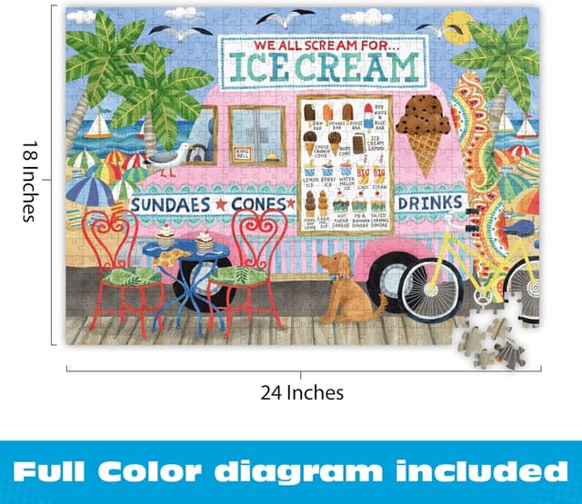Detalle de Ceaco Food Trucks – Ice Cream Truck II 500-Piece Jigsaw Puzzle (Made in the USA)
