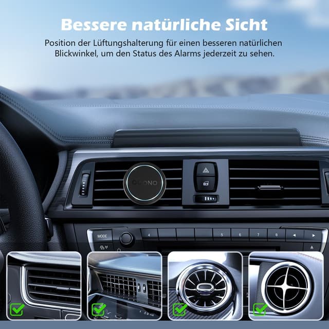 Detalle de ALAFLY magnetische Lüftungsgitter-Halterung für OOONO CO-DRIVER NO2 (für Lüftungsöffnungen)