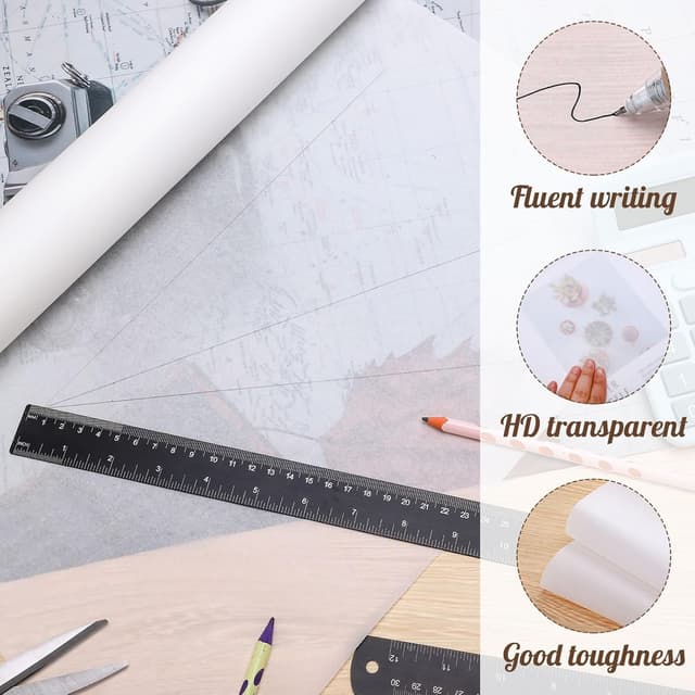 Detalle de 43cm x 23m Tracing Paper Roll (White, Translucent) for Sewing, Pattern Tracing & Drawing