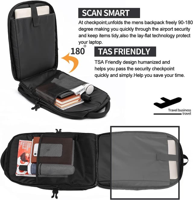 Detalle 2 de Groß Herren Laptop Rucksack 17 Zoll USB-Ladeanschluss