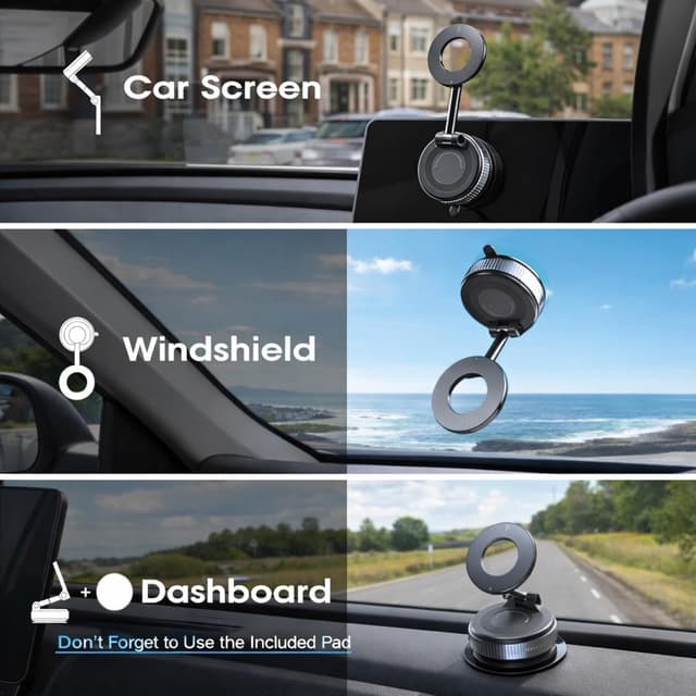 Detalle de New Horrizon Car Phone Holder Magnetic Car Mount – Ultra-strong N55 magnetic mount with vacuum suction and 360° adjustment