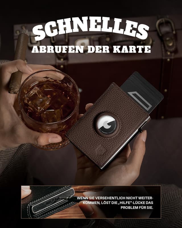 Detalle 2 de DODENSHA MagSnap Pebble Airtag Wallet Herren – Kartenetui mit Münzfach, RFID-Schutz und AirTag-Fach