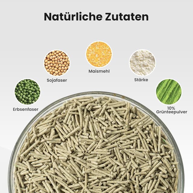 Detalle de Gardner Pet Natürliche Tofu-Katzenstreu mit Grüntee-Extrakt (16,2 kg, 2,7 kg x 6) – staubarm, schnell klumpend & spülbar