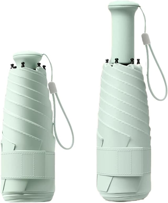 Detalle de Mini Kompakt Reise-Regenschirm mit integriertem Teleskopgriff und UV-Schutz (UPF 50+) – 6 Rippen, 17 cm, 250 g