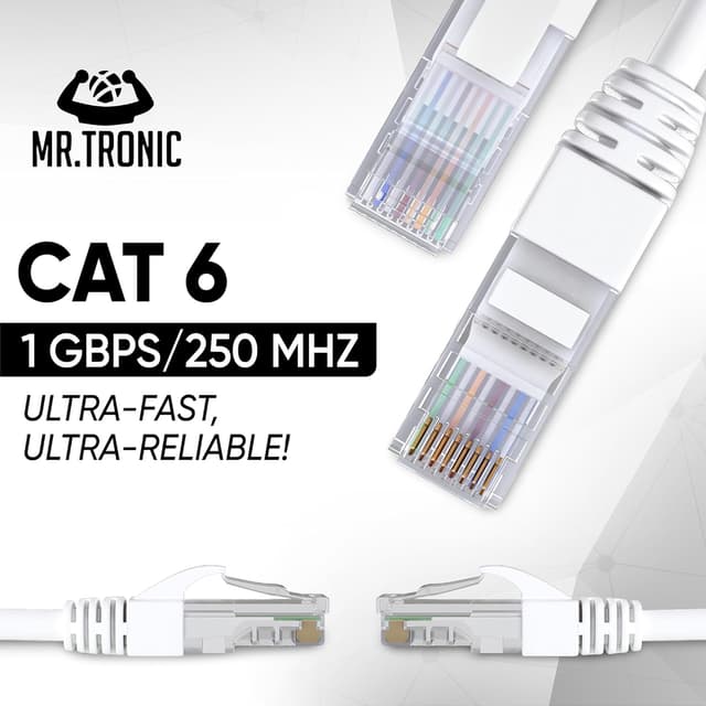 Detalle de Mr. Tronic cavo Ethernet Cat 6 da 15 m (UTP) con connettori RJ45, bianco
