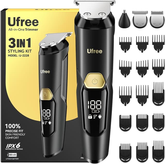 Detalle de Ufree 3 in 1 Barttrimmer Herren Kit 120 min Laufzeit ⌚📦📱📏📏📏