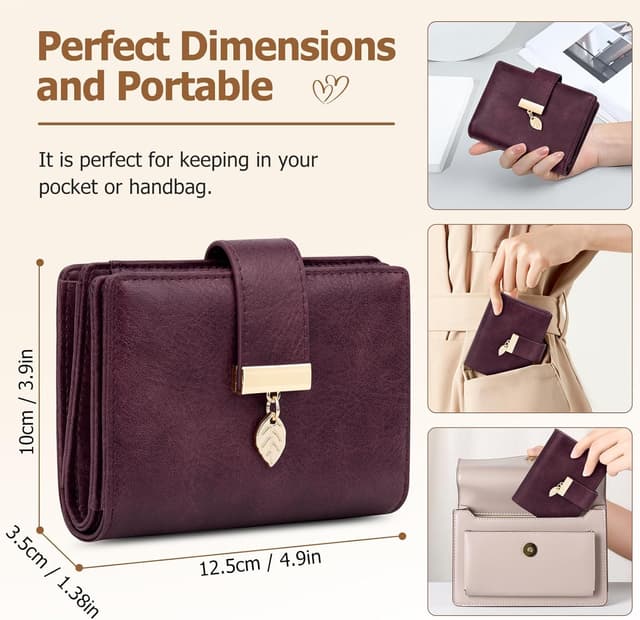 Detalle de WACCET Damen Geldbörse klein mit RFID-Blockierung, 12,5 x 10 x 3,5 cm und Reißverschluss-Münzfach