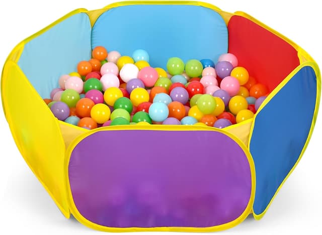 Detalle de Eocolz Kids Large Pop-Up Ball Pit Tent with Basketball Hoop (1M Multicolour, Balls Not Included)