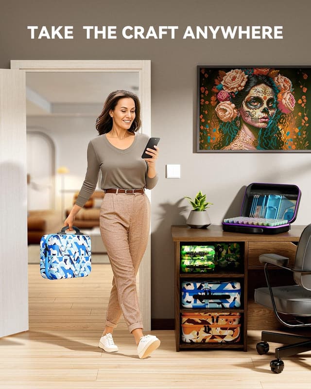 Detalle de ARTDOT 5D Diamond Art Storage Boxes with 60 Slots (Blue) + 101 Painting Accessories and Tools