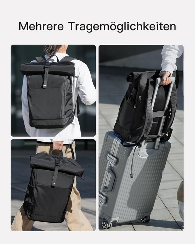 Thumbnail 5 de Inateck Rolltop Rucksack 25–30L mit Schuhfach, 17 Zoll 💼