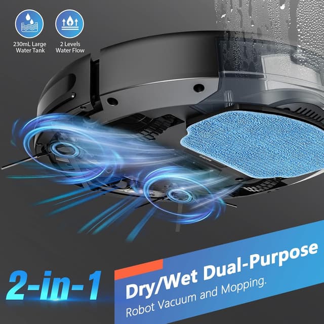 Detalle de Robot Vacuum and Mop Combo 2-in-1 BR151 with App/Alexa/Voice Control, Slim 2.87" Self-Charging Design