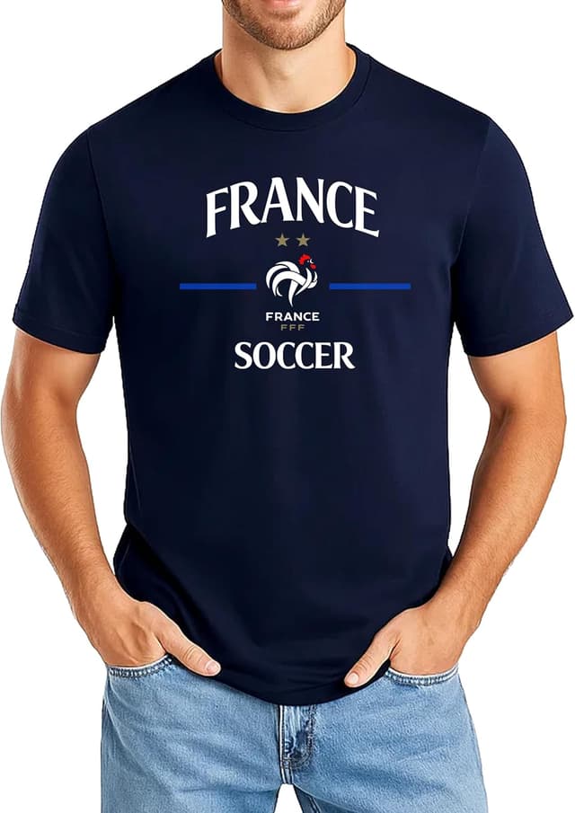 Detalle de Icon Sports Officially Licensed France Football Federation Soccer Cotton T-Shirt (Unisex Adult)