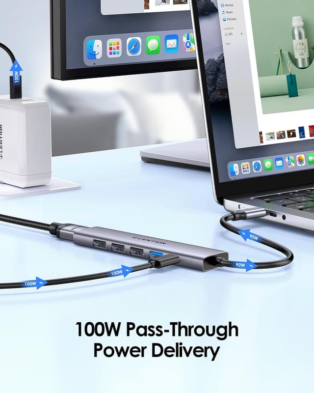 Detalle de LENTION CH17 USB C Hub with 100W PD, 4K HDMI