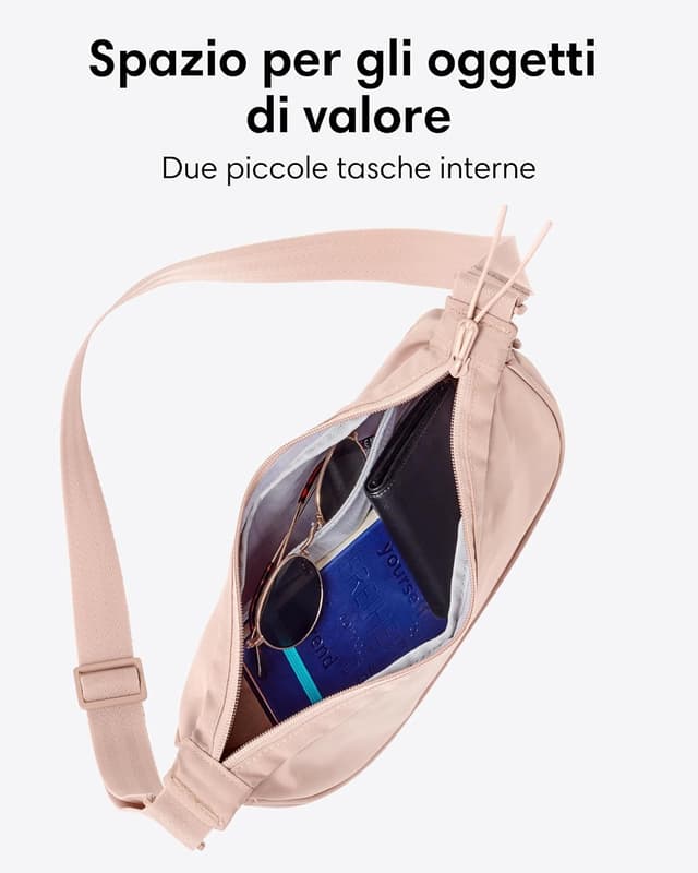 Detalle de LARKSON Solveig Small borsa a tracolla a mezzaluna da donna rosa, regolabile e impermeabile