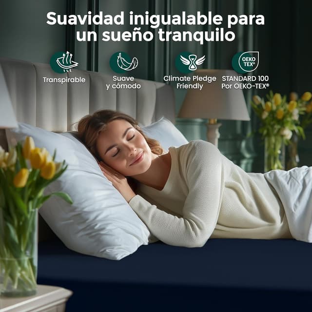 Thumbnail 2 de Utopia Bedding Sabana Bajera 90x190x30 cm 💤 Microfibra Azul Marino