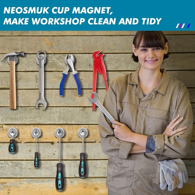 Detalle de Neosmuk Scheibenmagnet mit Loch (30 kg), 25 mm flach – 5er-Pack