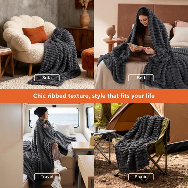 Detalle 2 de Bedsure fleece throw blanket, 150x200 cm