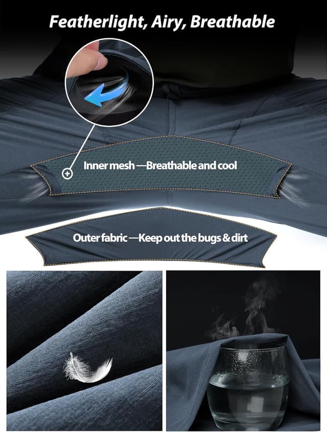 Detalle 2 de Zoofly Men’s Lightweight Cargo Hiking Pants with Stretch, Waterproof & Quick-Dry (6 Pockets)