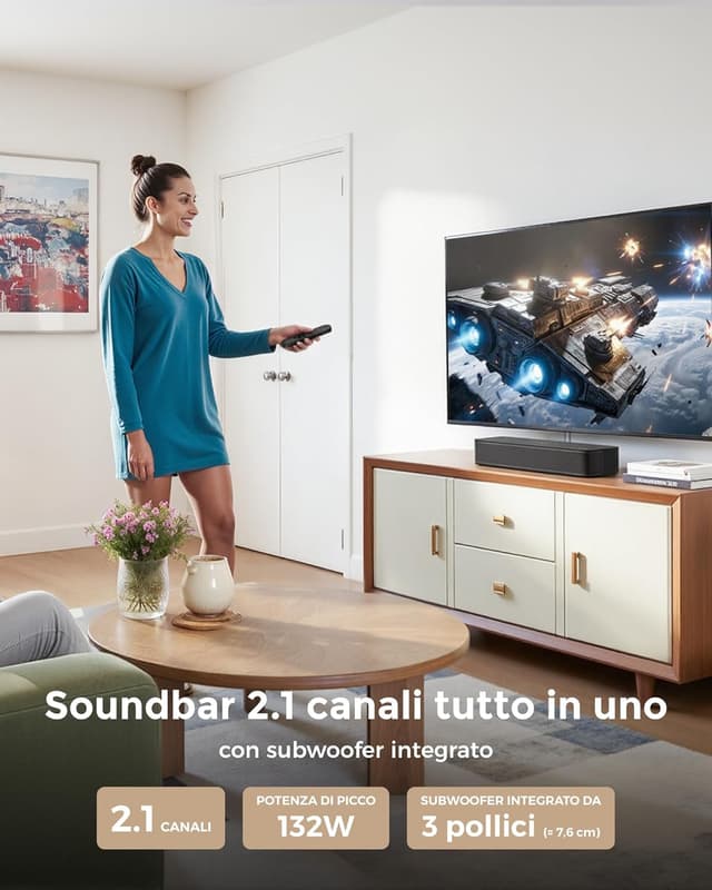 Detalle 2 de ULTIMEA Poseidon M20 Pro Soundbar 2.1 con subwoofer integrato, Bluetooth 5.4 e controllo via app