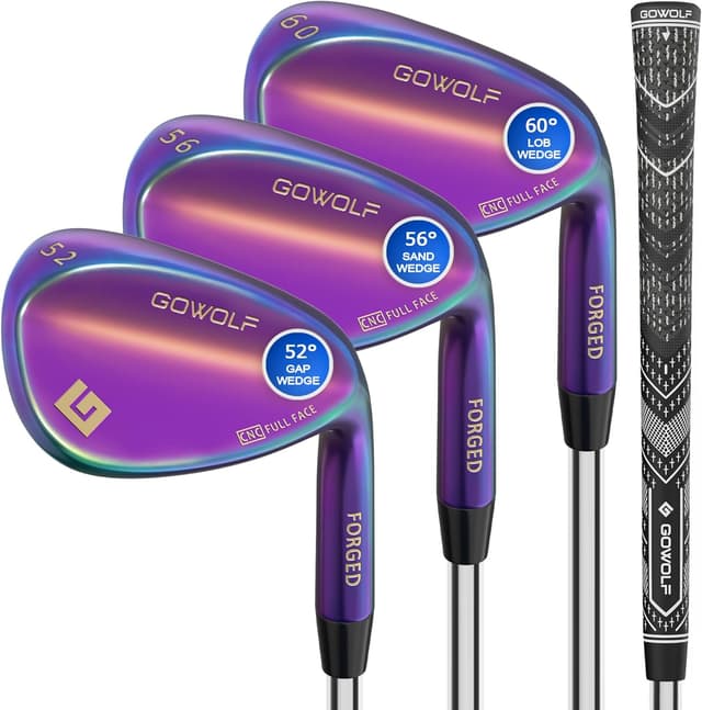 Detalle de Gowolf Forged CNC-Milled Golf Wedges (50–60 plus 69) — Right-Hand Full-Face Spin Control