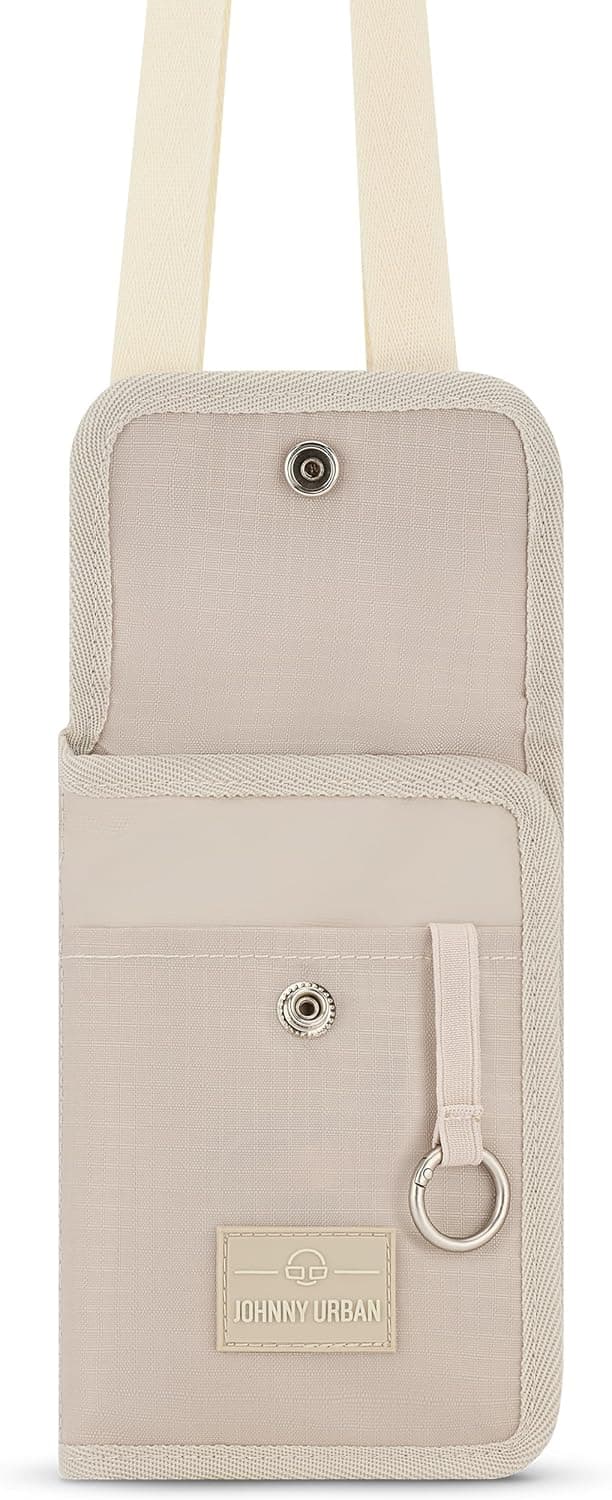 Detalle de Johnny Urban Troy Brusttasche für Herren & Damen (Beige) – Reisebrustbeutel mit vielen Kartenfächern
